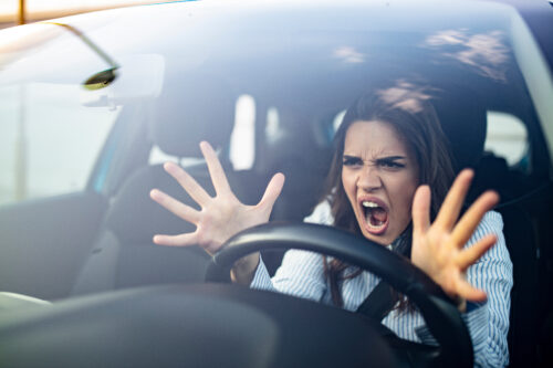 tailgating woman aggressively driving