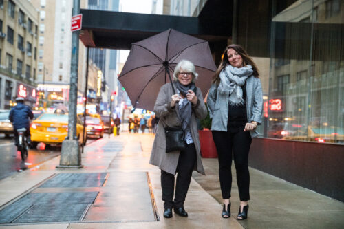 pedestrians on sidewalk