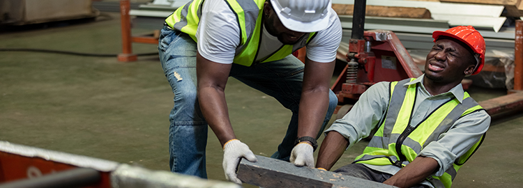 Construction worker helping injured colleague; workers' comp claim.
